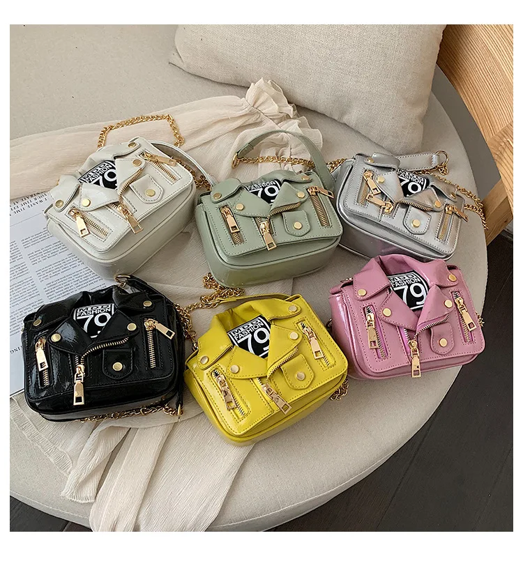 

2020 Fashion ladies punk jacket shoulder crossbody bags luxury leather girl cute women handbags purses, 7 colors