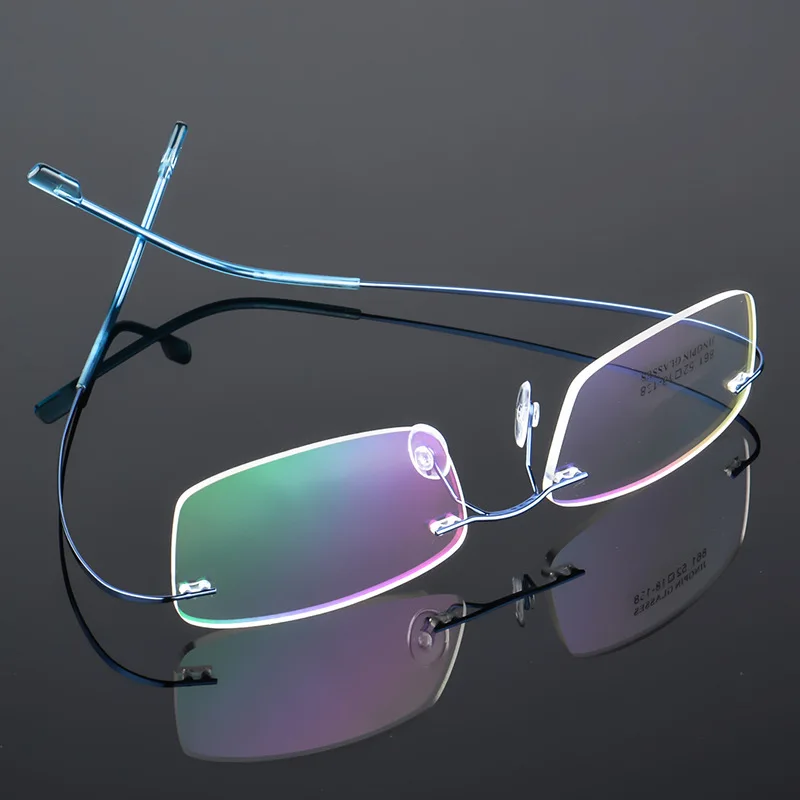 

Fashion Titanium Alloy Ultralight Metal Rimless Eye Glasses Spectacle Frames Prescription Optical Eyeglasses Frames Women Men, Custom colors