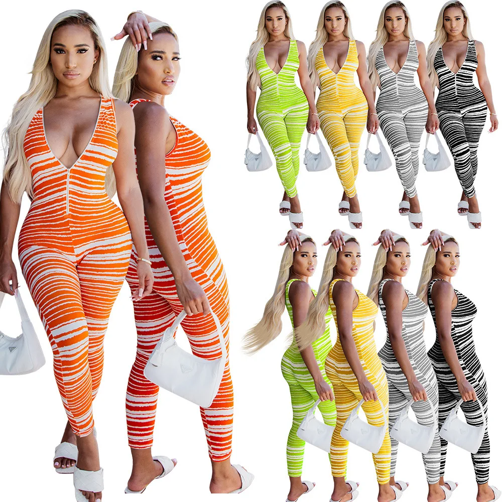 

Fashion Stripes Salopette Women One Piece Jumpsuits Bodycon Jumpsuit Plus Size Romper, Fluorescent green,black,yellow