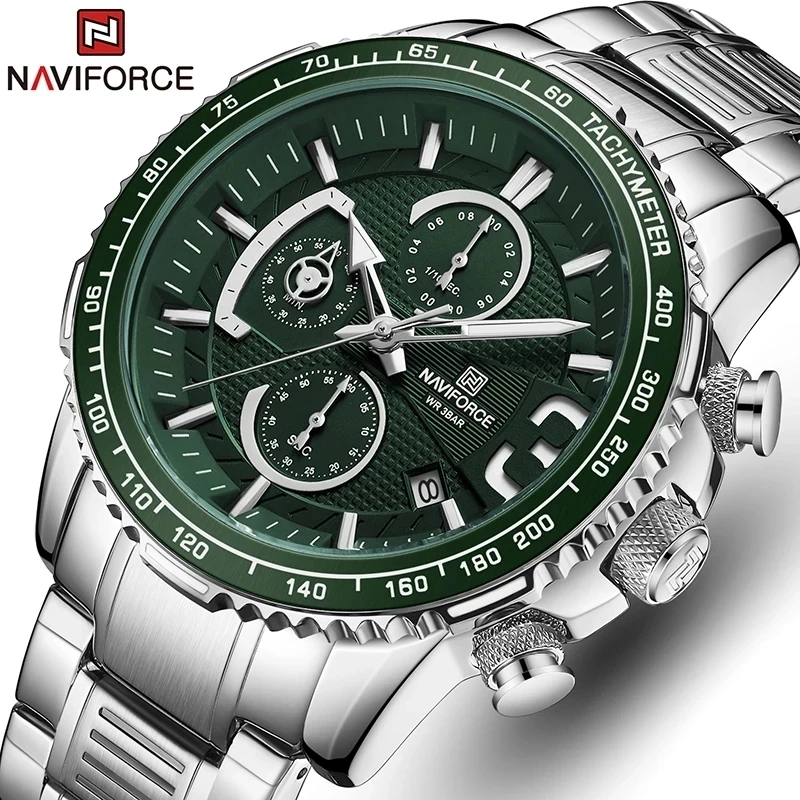 

2021 New NAVIFORCE Watch 8017 Casual Sports Date Man Wristwatch Luxury Brand Military Chronograph Quartz Clock Watches Men Wrist, 5-colors