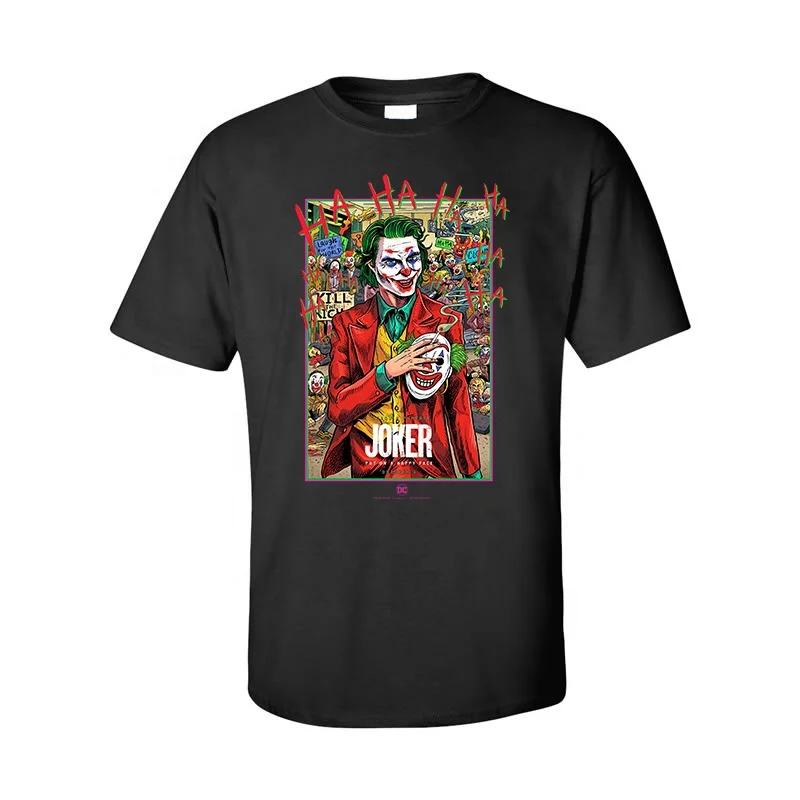 
Dropshipping low MOQ breathable Men T-shirts , Black Custom pattern Print shirts for men 