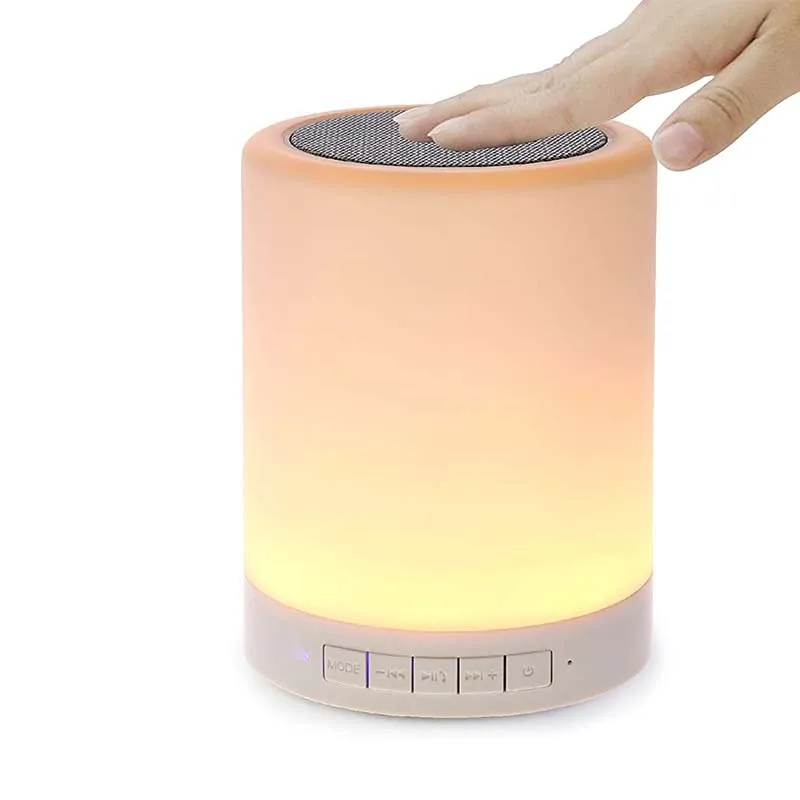 

Wireless Mini speaker Touch Lamp Portable speaker with Colorful Night light for karaoke speaker, White