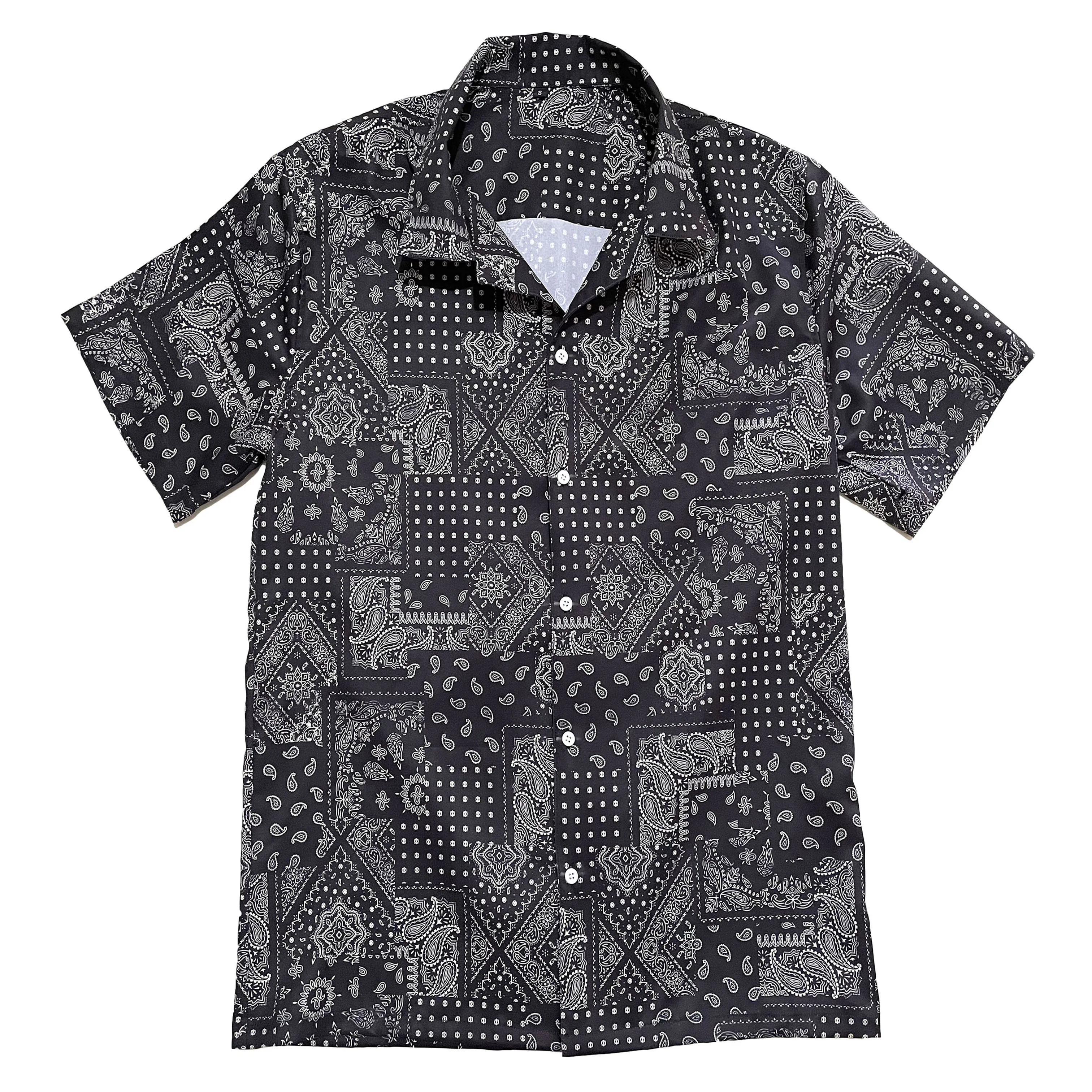 

2022 new design African design shirts short sleeve button collar custom print hawaiian retro vintage bandana paisley shirts