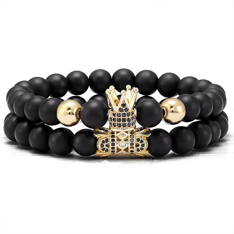 

2022 Hot Selling Micro-Set Crown Bracelet For Men Frosted Stone Custom Bracelets