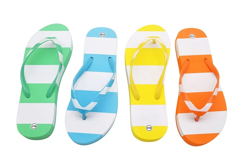 Customizable women's summer beach pvc material slippers multicolor flip-flops