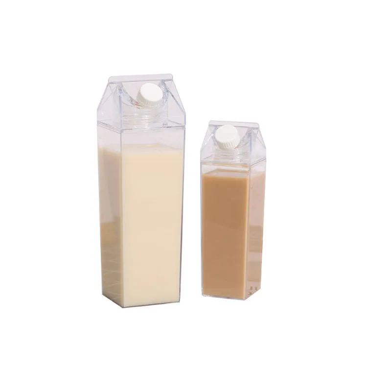 

Clear Beverage Plastic Bottle for Juice Coffee Kombucha Milk with Lid, Clear, pink blue, black