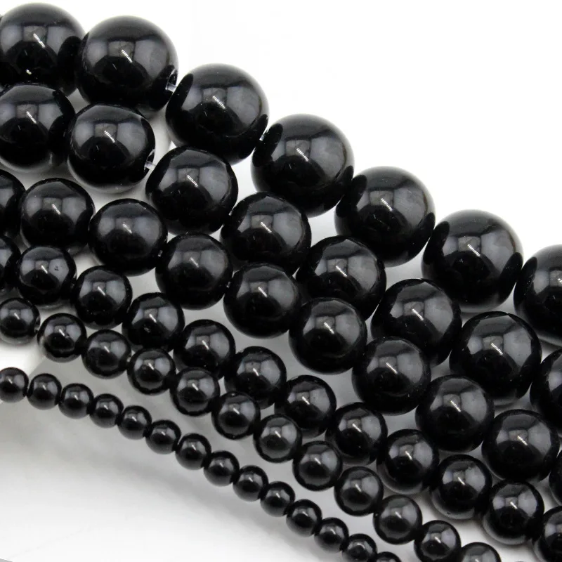 

Factory direct sales solid color loose beads black obsidian glass beads for jewelry making