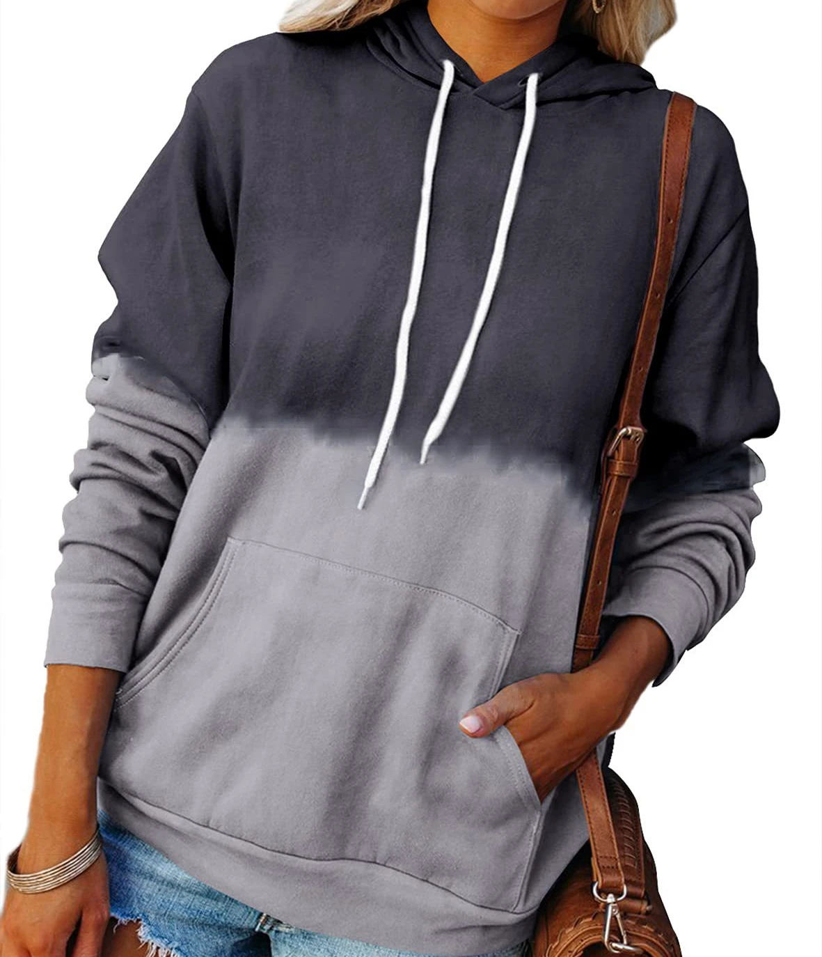 

autumn winter women's hoodies cotton color block women hoodies fashionable