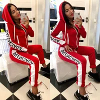 

Womens Letter Print 2 Piece Outfits Patchwork Windbreaker Tracksuit Set