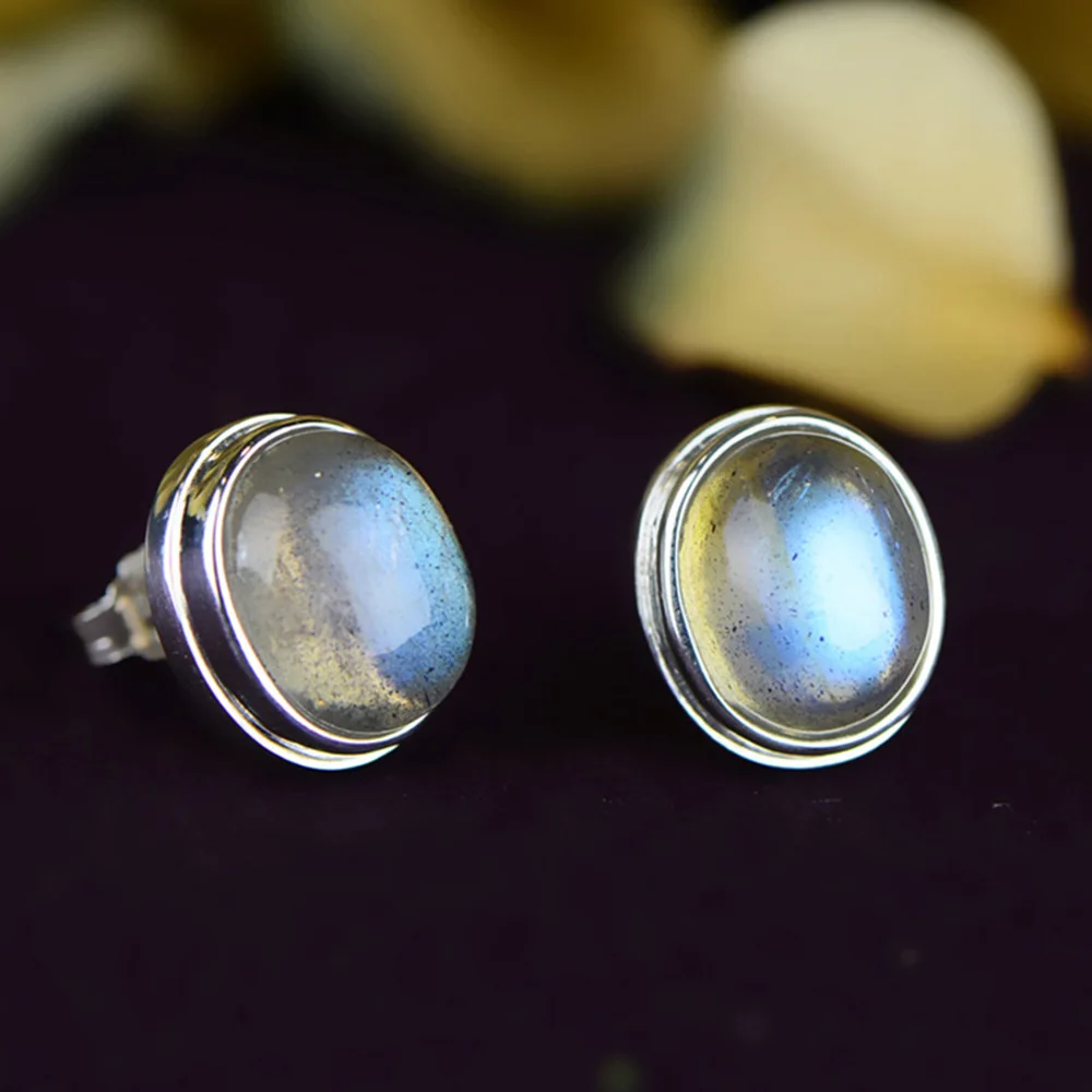 

Earrings Silver 925 Natural Gemstone Labradorite Stud Earrings For Women Best Gifts Personalized Jewelry Bijoux
