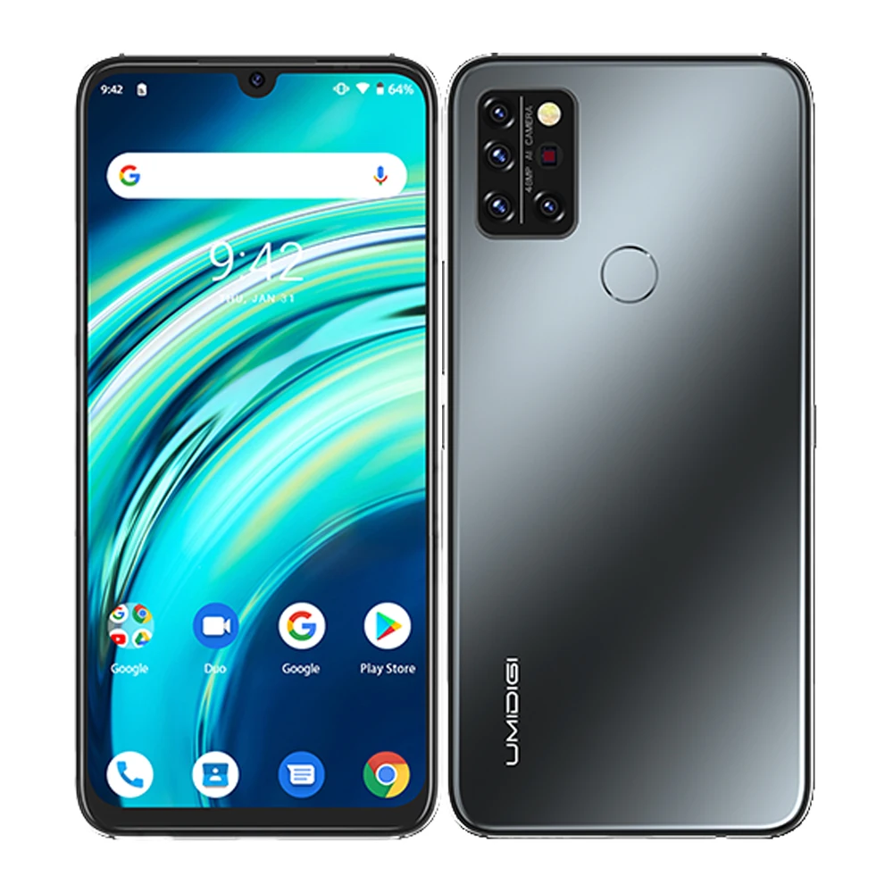 

UMIDIGI A9 Pro Android Mobile Phone Global Version Helio P60 48MP Quad Camera Cellphone 6150mAh 6.3" FHD+ 6GB 128GB Smartphone, Forest green / onyx black