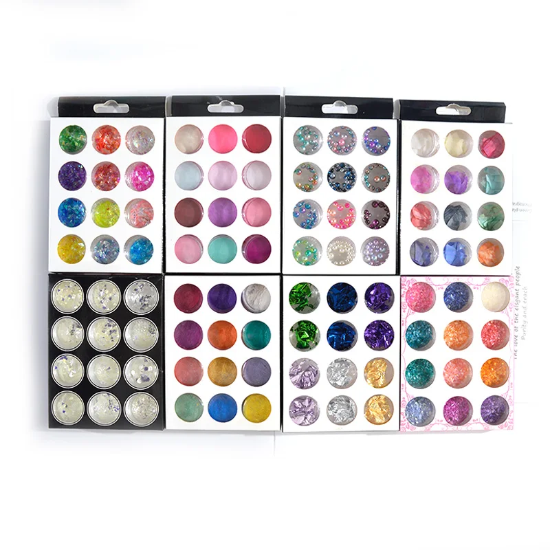 

DIY 12 Colour Filler Box Power Mica Powder Sequins Resin Mold Craft Art Crystal Stone Energy Sticker Gold Foil Paper