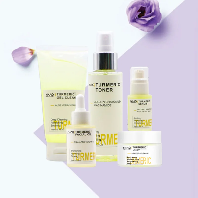 

Hot selling private label natural lighten spots korea turmeric womens skin care set