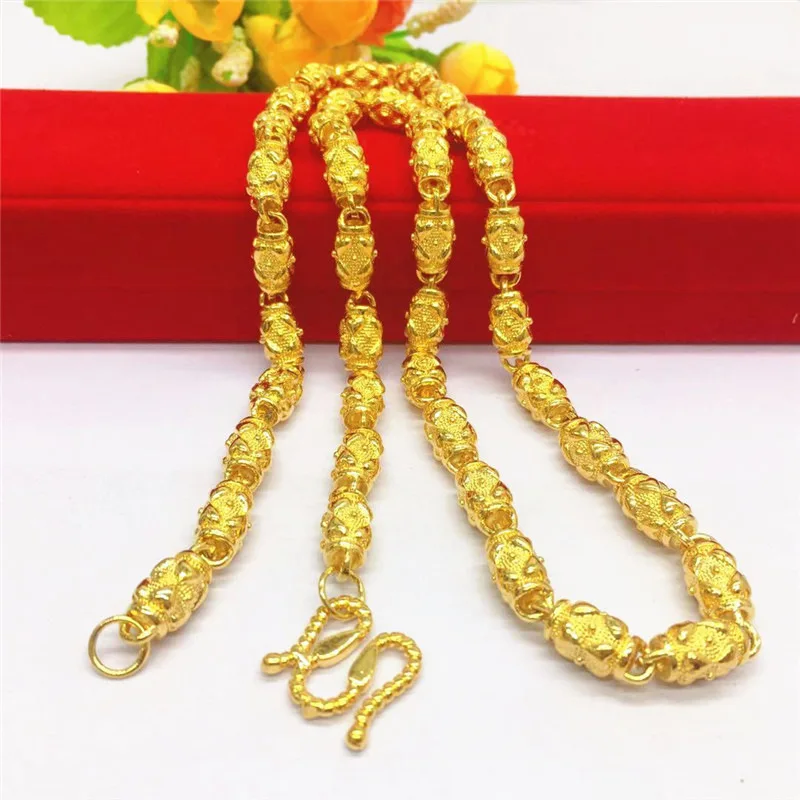 

Vietnam Placer Gold Plated Imitation 8N Pattern Men's Necklace Alluvial New Popular Jewelry