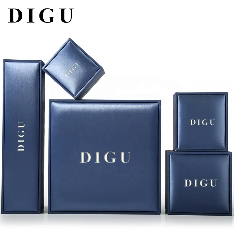 

Wholesale luxury gift big blue pu leather jewelry pendant bracelet handchain box