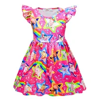 

YWNSU New Arrival Summer JoJo Siwa Dress Milk Silk Fabric Clothing Set JoJo Unicorn Fly Sleeve Dress