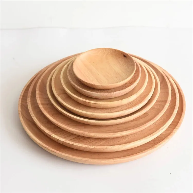 

Estick round restaurant pizza steak yakiniku serving sets small baby kid natural wood acacia solid kitchen wooden plate for food, Variety, customized