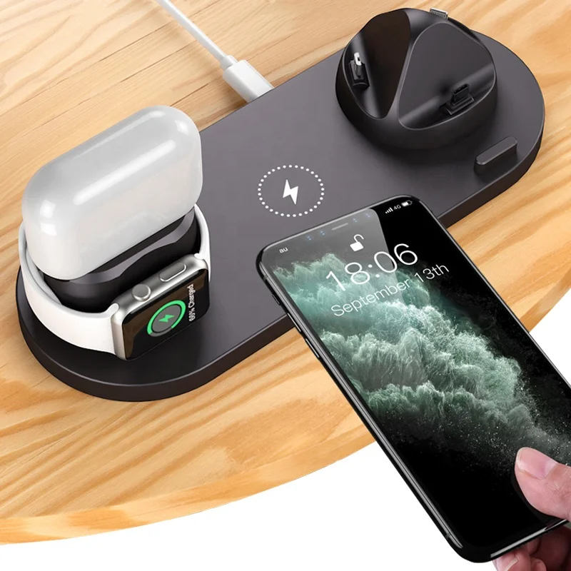 

10W Fast Charge all In 1 Wireless Charger For Iphone Charge Dock For Apple Watch Wireless Charging For Airpods, Black/white/pink