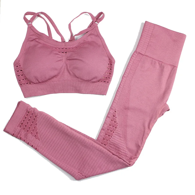 

Wholesale sportswear yoga suits seamless set fitness women sports bra and leggings 2 piece set
