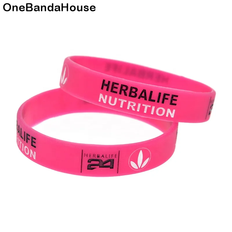 

1PC 24 Hour Nutrition Silicone Bracelet Youth Size Pink 1/2 Inch Wide