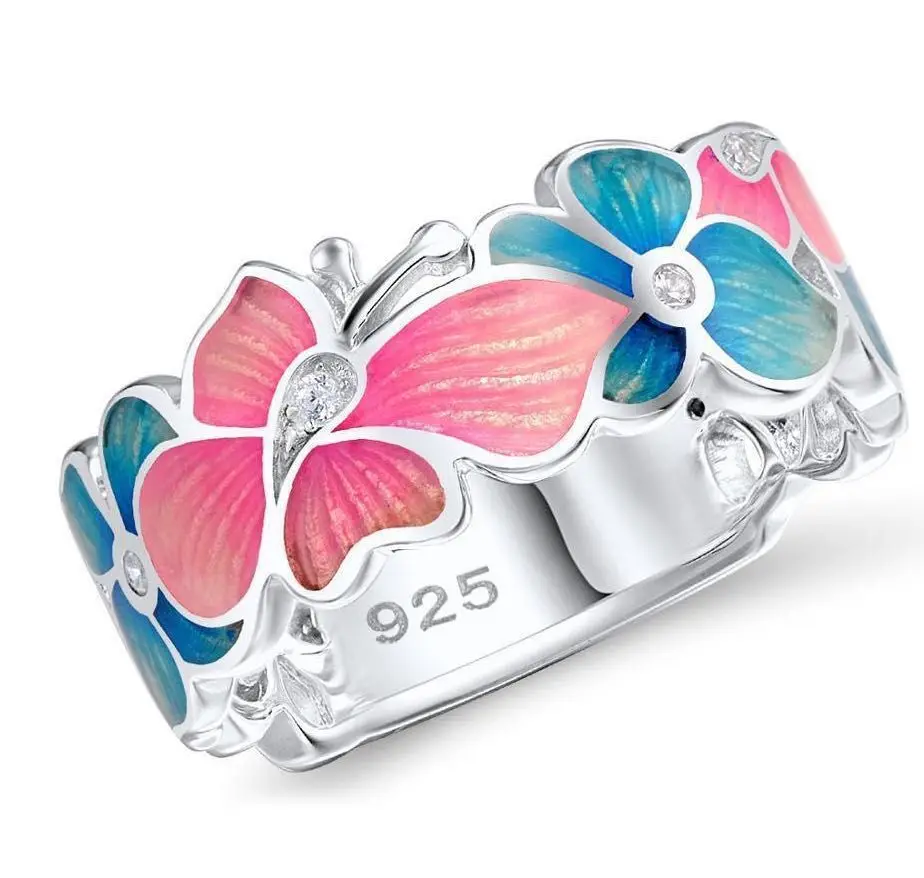 

925 Sterling Silver Daisy Flower Finger Rings for Women Fashion Jewelry Poetic Daisy Cherry Blossom Rings