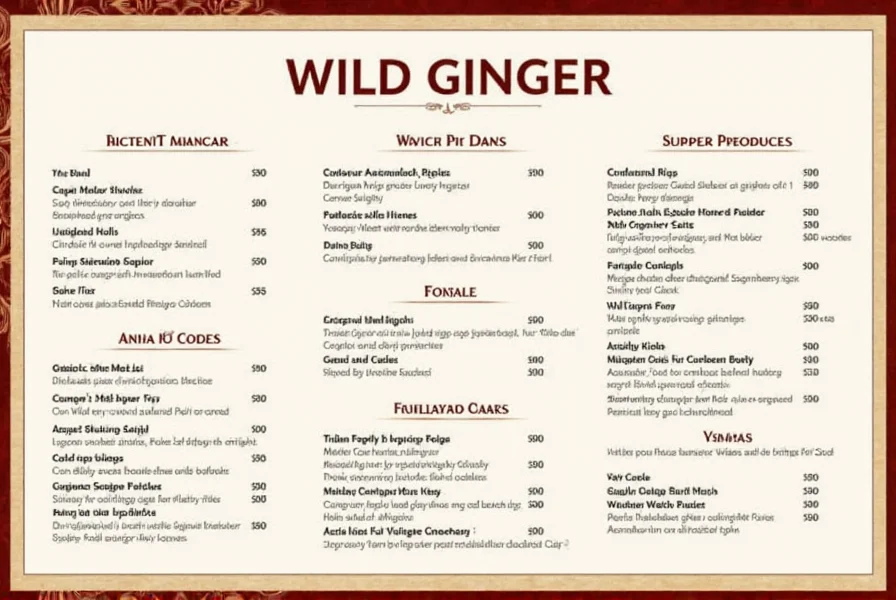 wild ginger menu