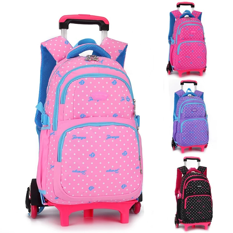 

Fanspack Wheeled Girls with Wheels Rolling Backpack for School Customized Travel Trolley Bag Backpack Twinkle or Customized Bow