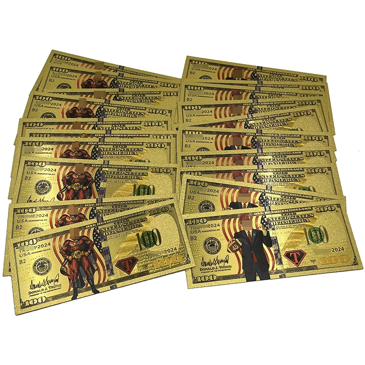 

America T-R-U-M-P usd 100 dollars bill plastic 24k gold foil plated banknote