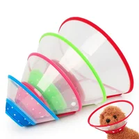 

Adorable Colors Plastic Clear Pet Cone Recovery E-Collar with Dots Soft Edge for Puppies Small Dogs & Cats