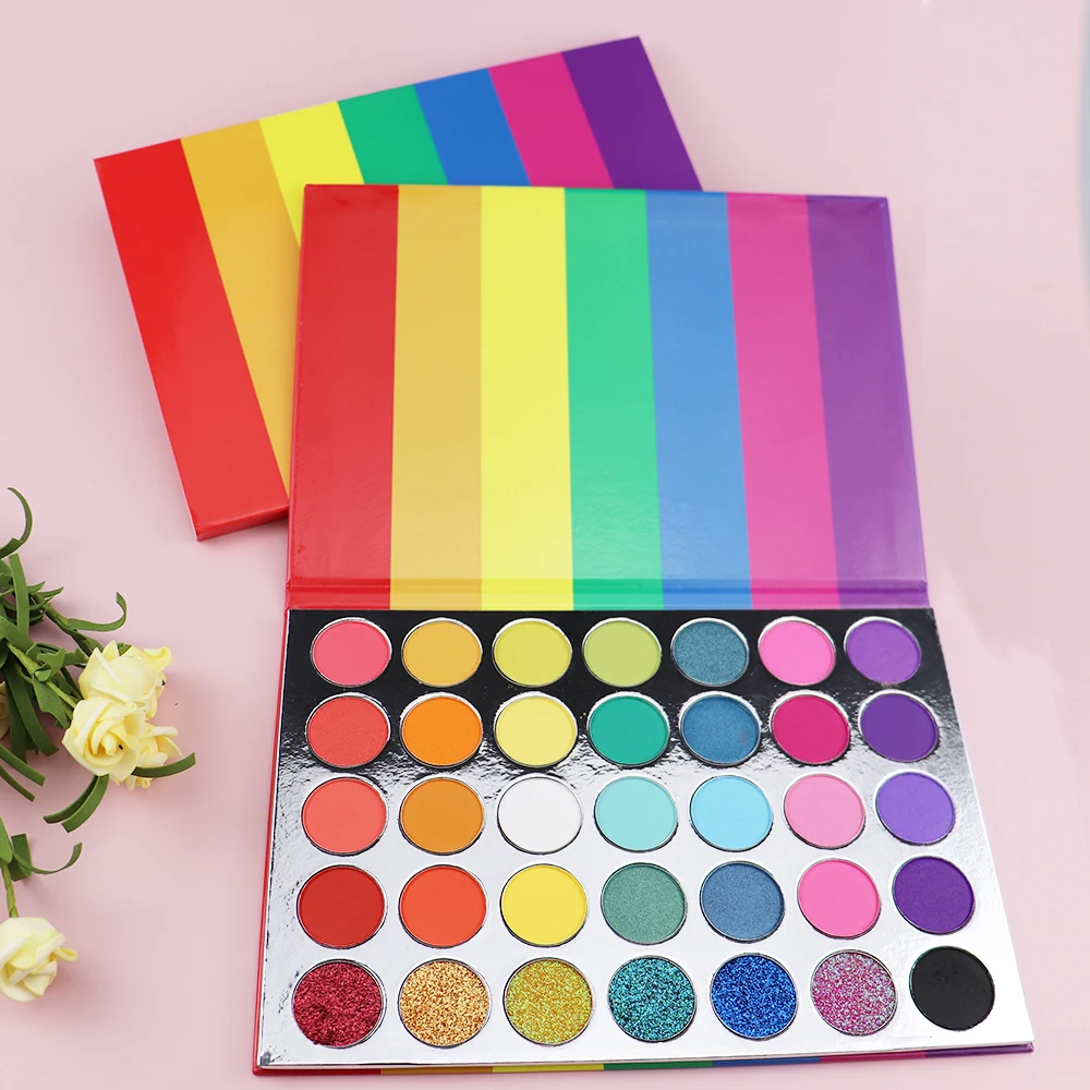 

Customized 35 color eyeshadow rainbow eyeshadow palette peach eyeshadow High Quality