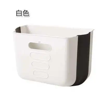 

Kitchen Organizer Hanging Folding Dustbin Kitchen Cabinet Door Wall Mounted Dustbin 7L, Brown / white