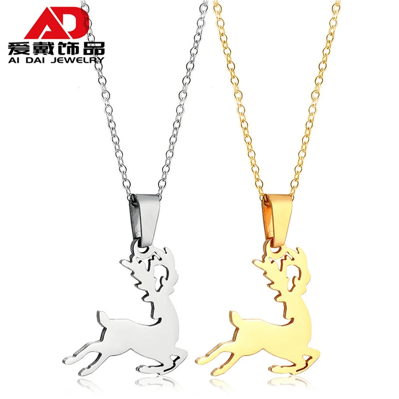 

Christmas necklace sika deer titanium steel pendant pendant female clavicle chain couple accessories tide, Red