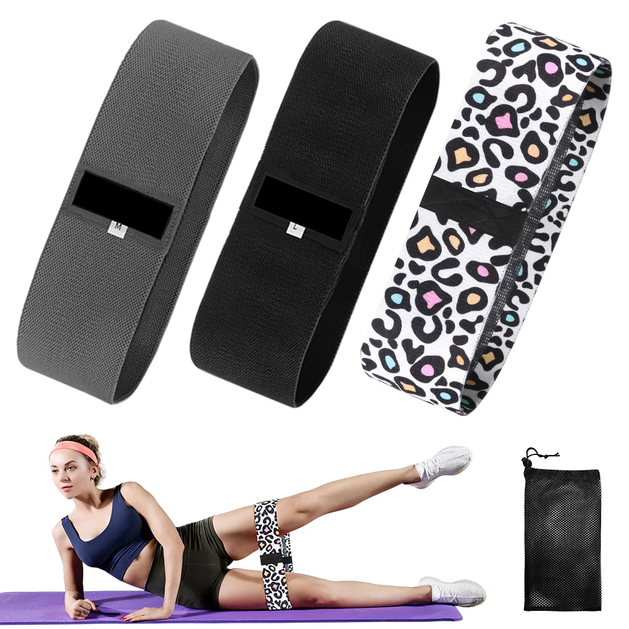

2021 New Fashion Home Yoga Cloth Resistance Circle Loop Fabric Workout Glute Resistance Bands, Black,gray,leopard