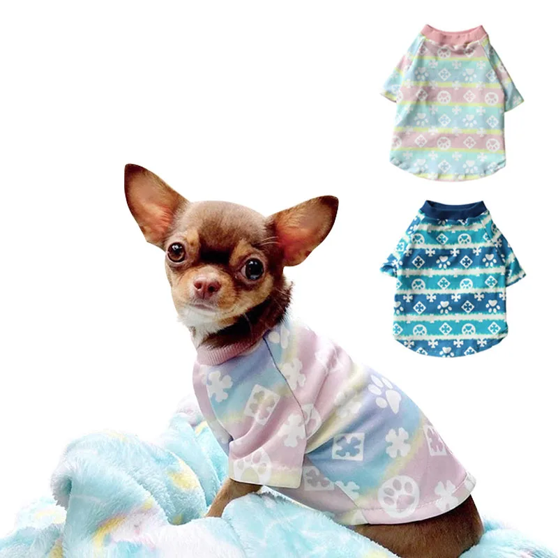 

Breathable Designer Summer pet dog tshirt clothes, Blue/pink