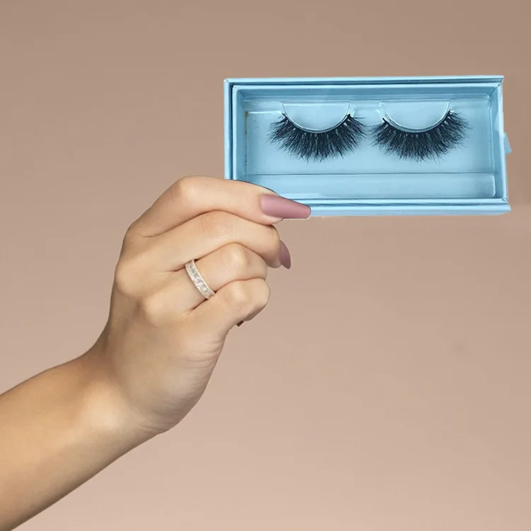 

Brand Your Own Me&Lash Boxess Mink Lashes False Other Natural Eyelashes Mink 16mm Lashes Custom Blue Logo Eyelash Boxes, Real black