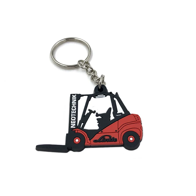 

Factory Cheap Custom Rubber 2D 3D Soft PVC Keychain for Promotion Gifts 3d PVC Forklift Rubber Car Keychain Custom