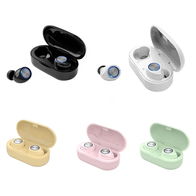 

Hot selling design mini bluetooth earphone earbuds headphone wireless bluetooths tws in ear earbuds tw60 with charging case, White, black, pink, green, yellow