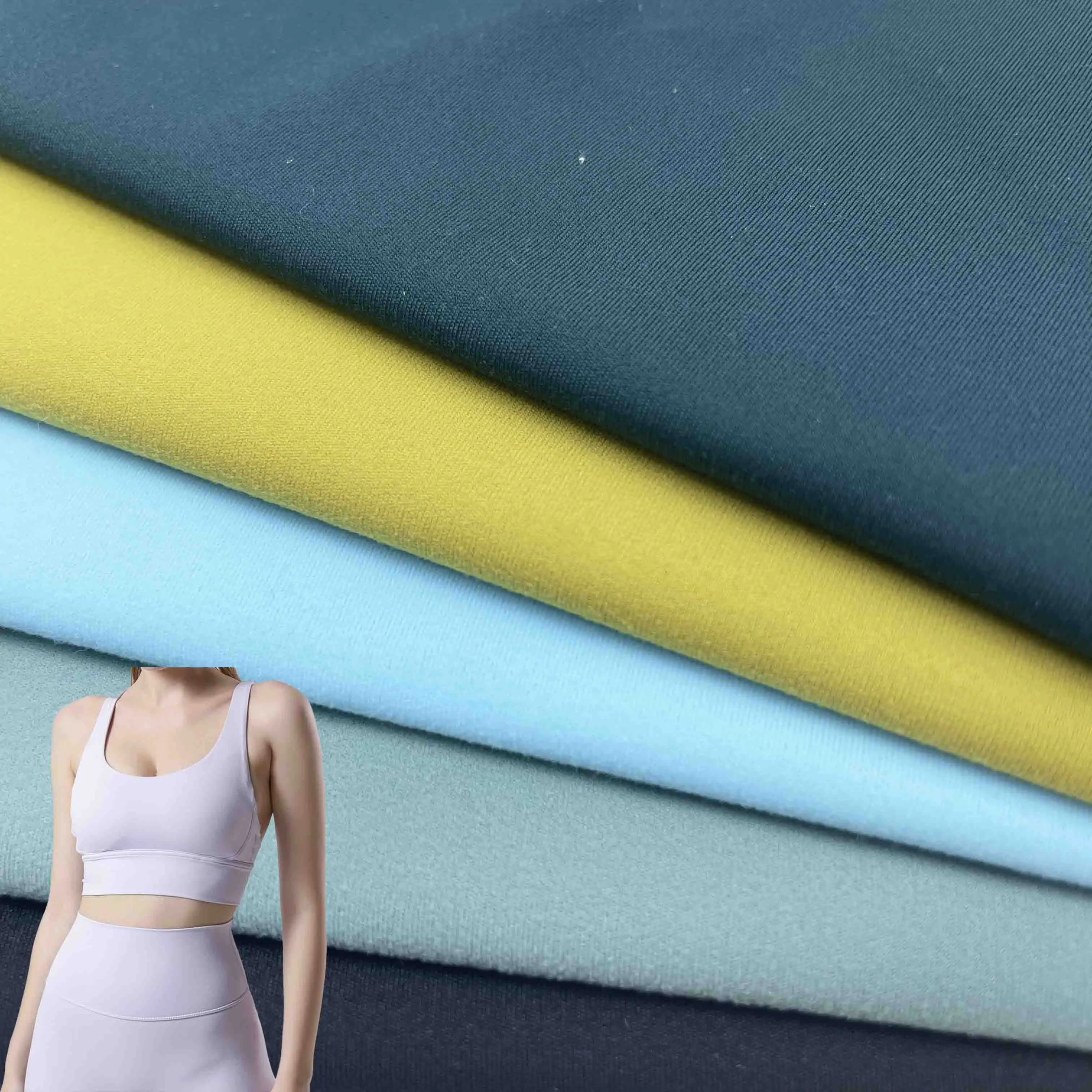 4 Way Stretch Double Side Brush Nylon Fabric Nylon Spandex Fabric Full Dull Fabric for Leggings Yoga Sportswear Garment