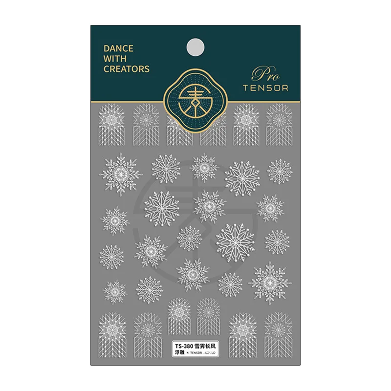 

TS-380 Newest 5D embossed japanese nails sticker snowflake nail art stickers