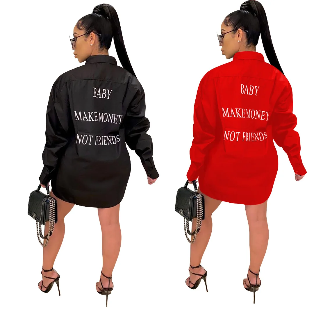 

clothes women casual dresses fall make money not friends shirt dress long sleeve loose fashion mini clothing