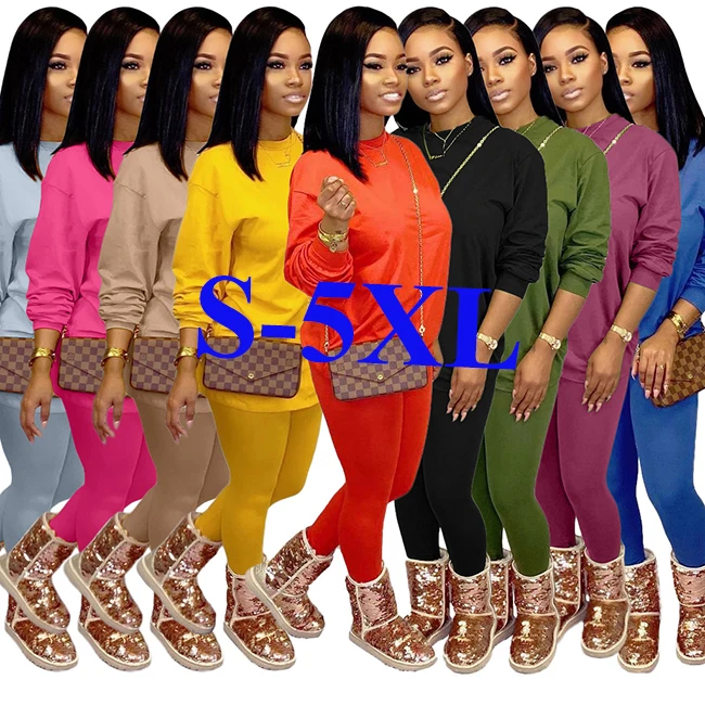 

2020 High Quality Professional Fashion Fall Winter Oversized 2 Plus Size Two Piece Set Women Clothing Plus Size Pants, Picture color