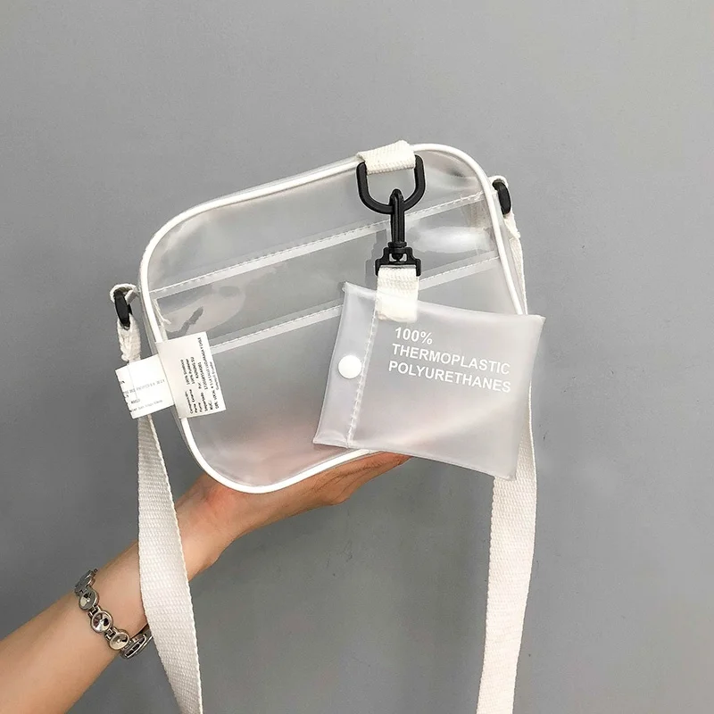 

Girls waterproof transparent pvc zipper shoulder bag