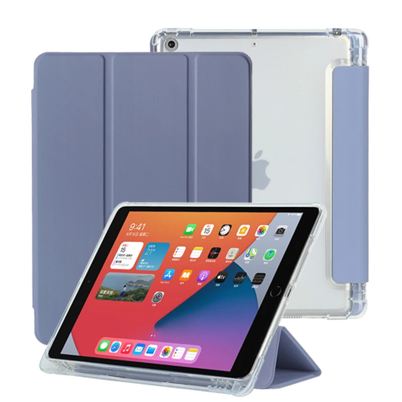 

Shockproof PU leather clear TPU back cover case for iPad case 10.2'' 7/8th Gen. 2019 2020