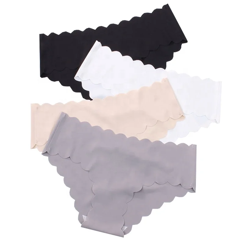 

1807 Women Ice Silk Underwear Traceless Briefs Panty Laser Cut Seamless Panties Wholesale, 5 colors: white, gray, black, nude, orange