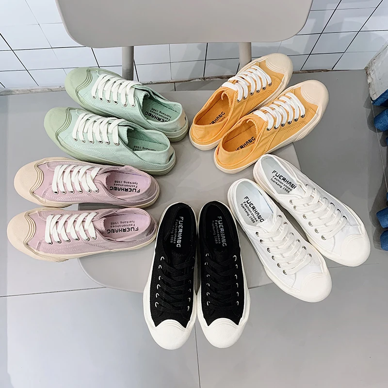

WD003 High Quality White Lace Canvas Flat Slip On Shoes For Women Lazy Shoes