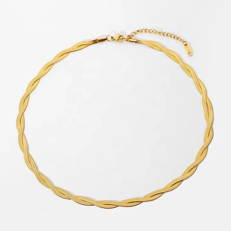 

Snake Chain Jewelry Accessories Double Herringbone Chain 18K Gold Plated Hot Trendy Herringbone Necklace, Gold/silver/rose gold