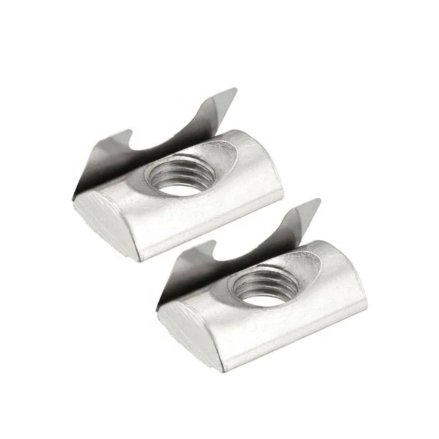 Carbon Steel Galvanized and Nickel Plated 30/40S Roll-in T-nut with Spring Leaf M4 M5 M6 M8 Slot 8