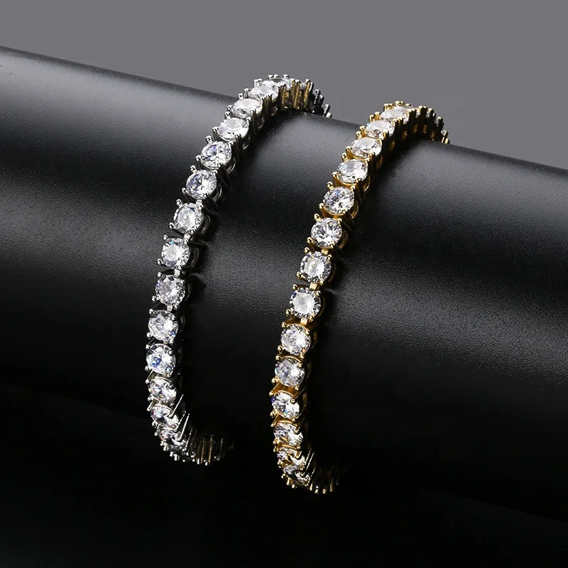 

New Tennis Bracelet Gold Silver Rose Color Men Women Bling Diamond Bracelet Link Chain Ankle Hip Hop Jewelry Bracelets