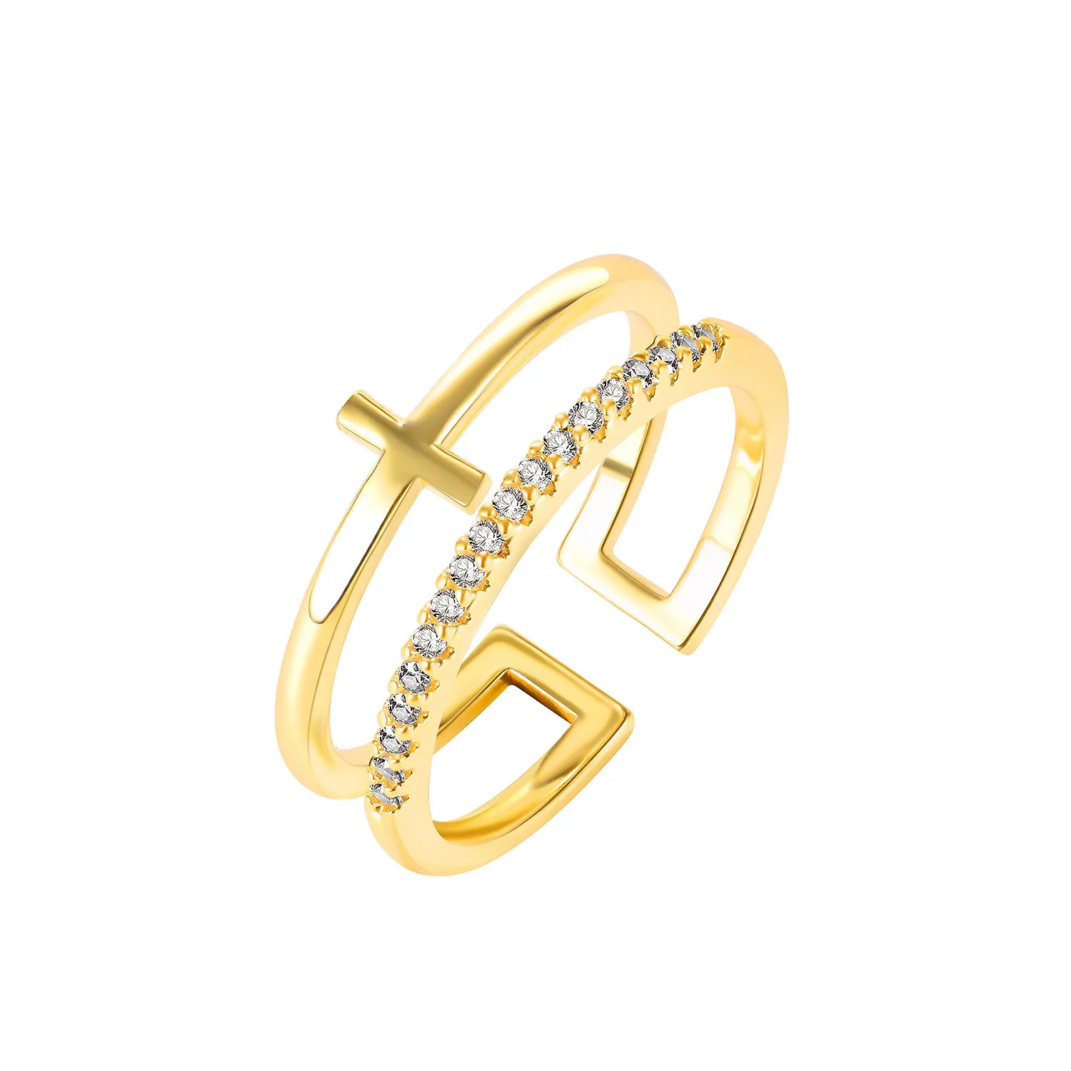 

Opening Luxury Gold Plated Cubic Zirconia Index Finger Ring For Women Girls