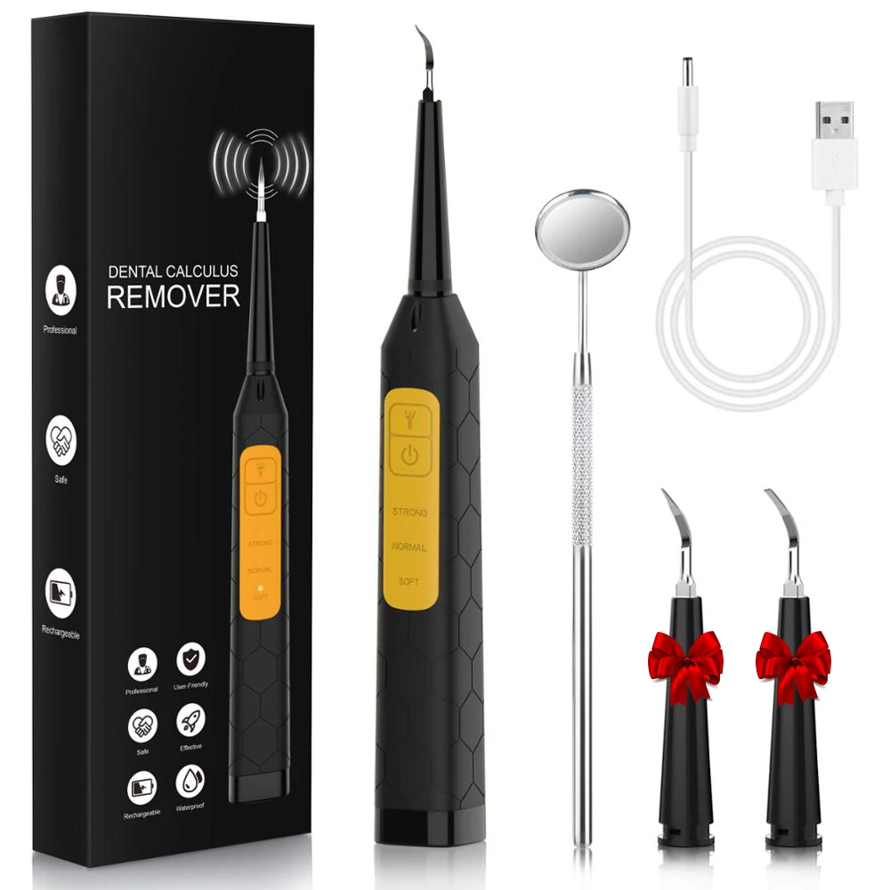 

AOOTOY Portable Woodpecker Water Pick Dental Care Scaler Whitening Teeth Tooth Polisher Stain Cleaning Remover Kit, Black +yellow